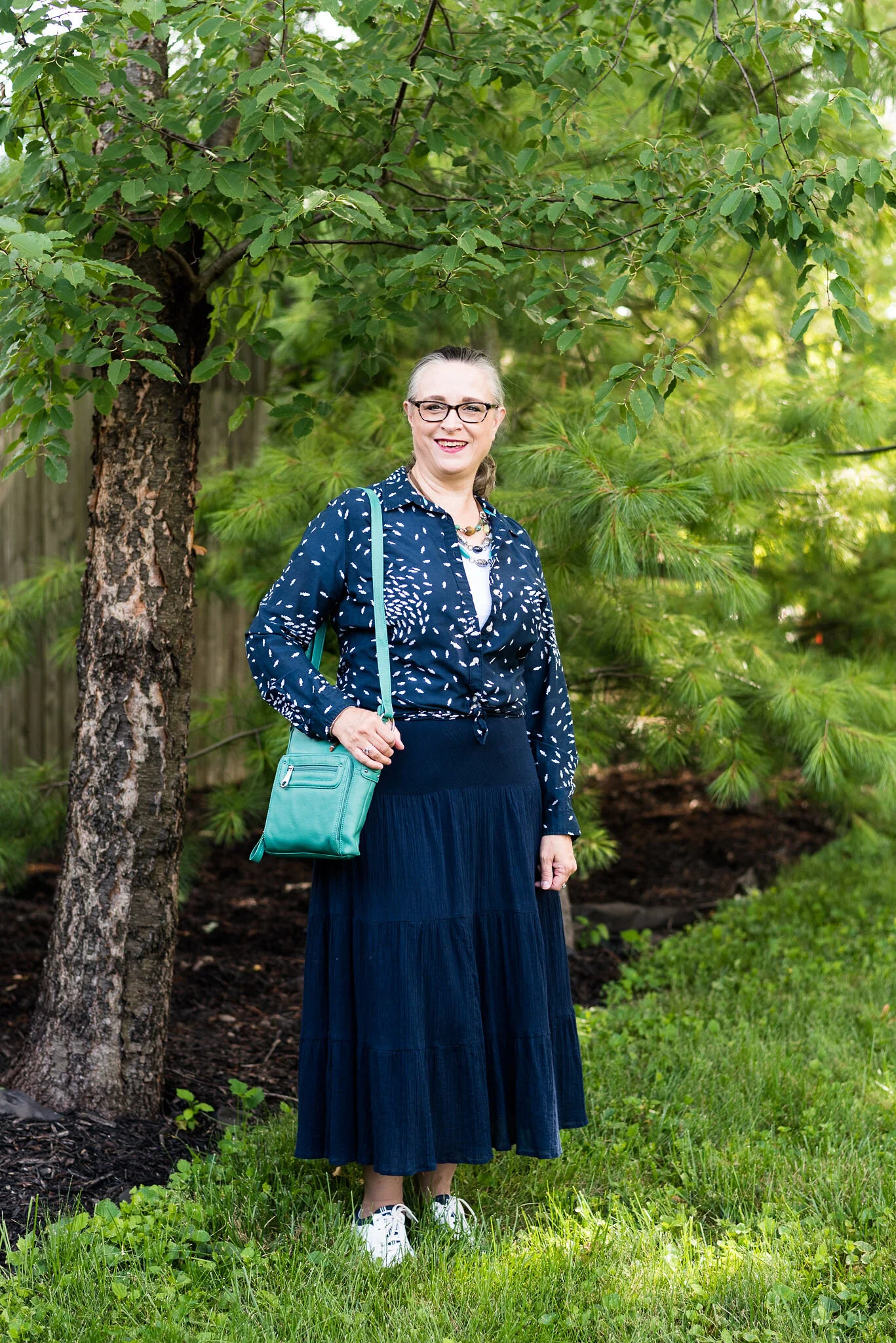 Actual Amy Tiered Navy Skirt Stylin Granny Mama